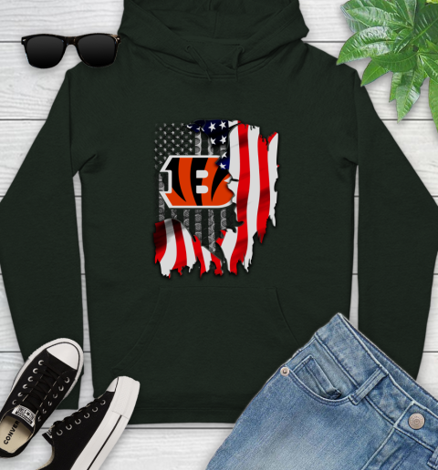Cincinnati Bengals NFL Football American Flag Youth Hoodie 14