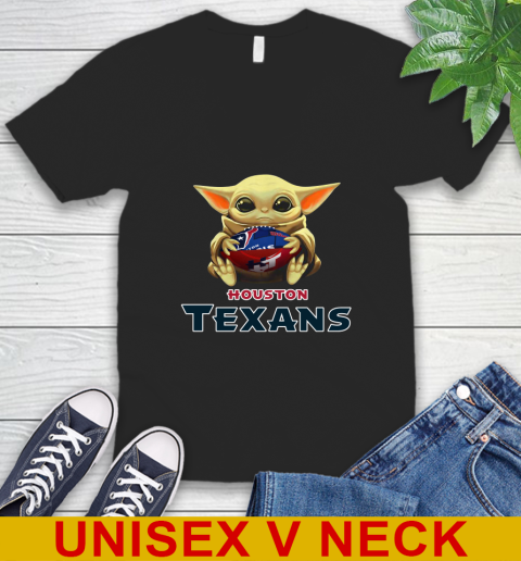 NFL Football Houston Texans Baby Yoda Star Wars Shirt V-Neck T-Shirt 2