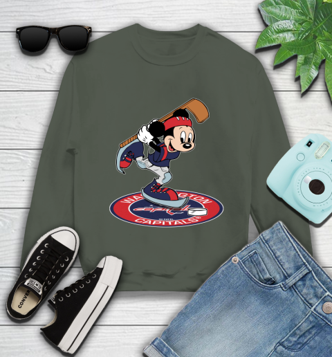 NHL Hockey Washington Capitals Cheerful Mickey Disney Shirt Youth Sweatshirt 9