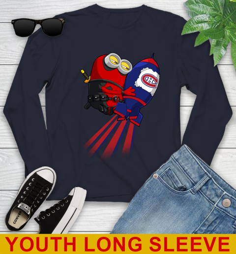 NHL Hockey Montreal Canadiens Deadpool Minion Marvel Shirt Youth Long Sleeve 2