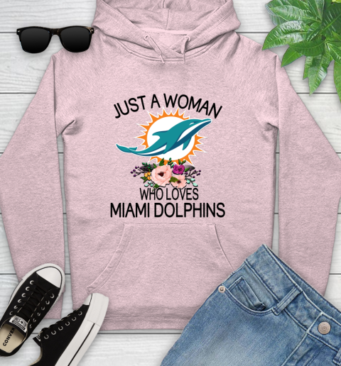 NFL Just A Woman Who Loves Miami Dolphins Football Sports Youth Hoodie 6