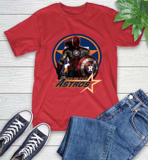 MLB Captain America Thor Spider Man Hawkeye Avengers Endgame Baseball Houston Astros T-Shirt 10