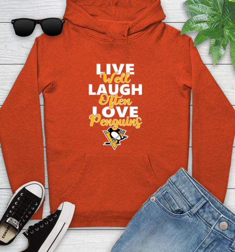 NHL Hockey Pittsburgh Penguins Live Well Laugh Often Love Shirt Youth Hoodie 4