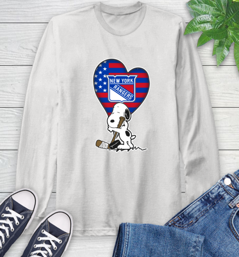 New York Rangers NHL Hockey The Peanuts Movie Adorable Snoopy Long Sleeve T-Shirt
