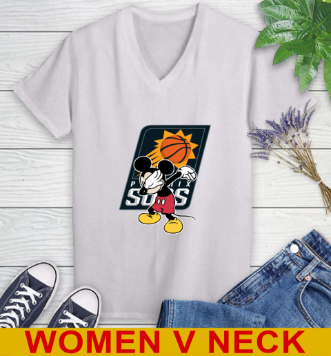 Phoenix Suns NBA Basketball Dabbing Mickey Disney Sports Women's V-Neck T-Shirt