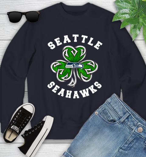 NFL Seattle Seahawks Three Leaf Clover St Patrick's Day Football Sports Youth Sweatshirt 2
