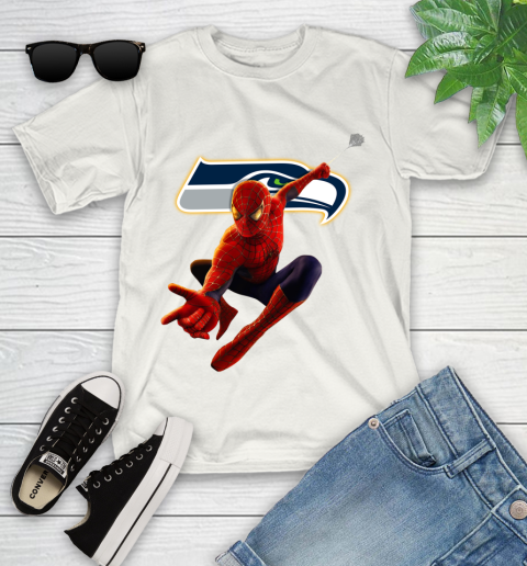 NFL Spider Man Avengers Endgame Football Seattle Seahawks Youth T-Shirt