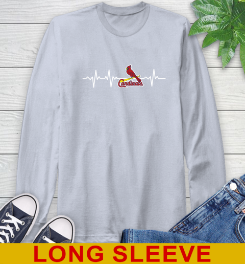 St.Louis Cardinals MLB Baseball Heart Beat Shirt Long Sleeve T-Shirt