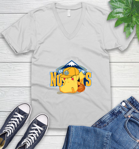 NBA Pikachu Basketball Sports Denver Nuggets V-Neck T-Shirt