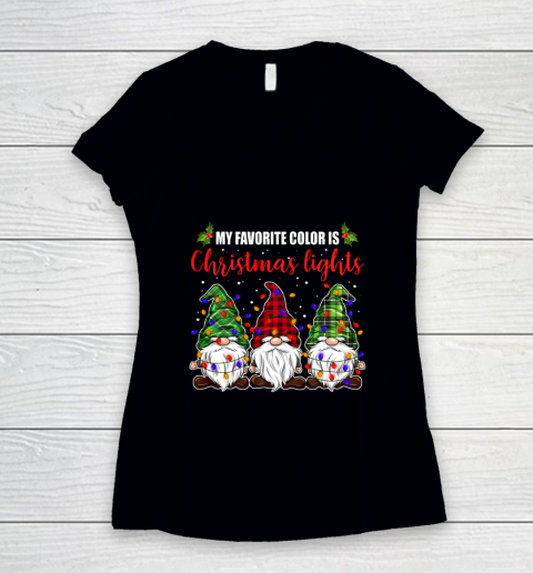 My Favorite Color Is Christmas Light Gnome Merry Christmas Women's V-Neck T-Shirt
