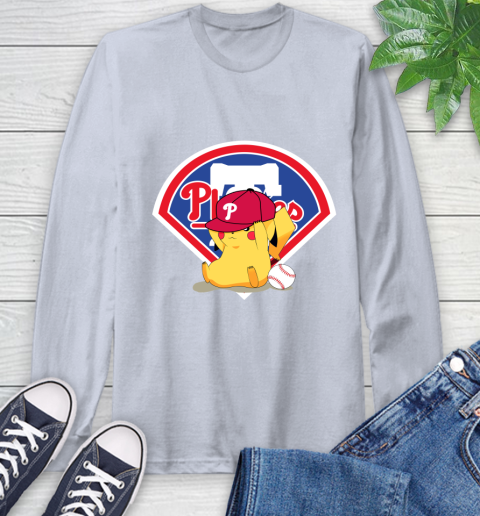 MLB Pikachu Baseball Sports Philadelphia Phillies Long Sleeve T-Shirt 6