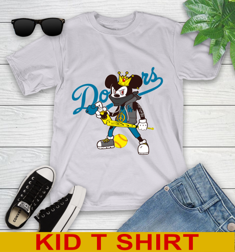 Los Angeles Dodgers MLB Baseball Mickey Peace Sign Sports Youth T-Shirt 5