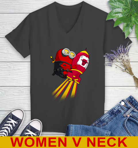 NBA Basketball Chicago Bulls Deadpool Minion Marvel Shirt Women's V-Neck T-Shirt 9 NBA Basketball Chicago Bulls Deadpool Minion Marvel Shirt Women's V-Neck T-Shirt - Image 9