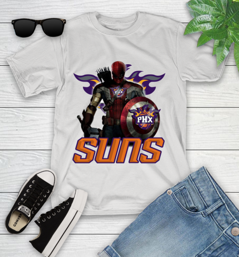 Phoenix Suns NBA Basketball Captain America Thor Spider Man Hawkeye Avengers Youth T-Shirt