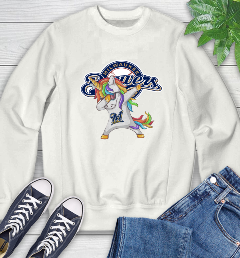 Milwaukee Brewers MLB Baseball Funny Unicorn Dabbing Sports Sweatshirt