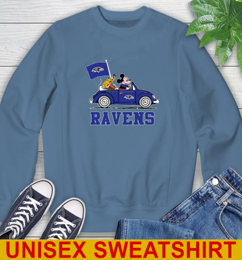 NFL Football Baltimore Ravens Pluto Mickey Driving Disney Shirt Sweatshirt 8