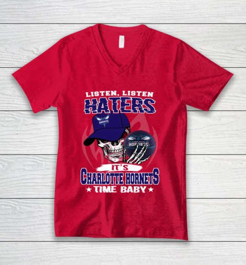 Listen Haters It is HORNETS Time Baby NBA V-Neck T-Shirt 6