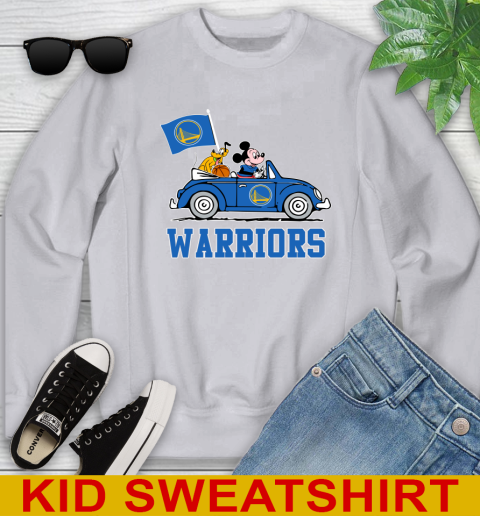 NBA Basketball Golden State Warriors Pluto Mickey Driving Disney Shirt Youth Sweatshirt 4