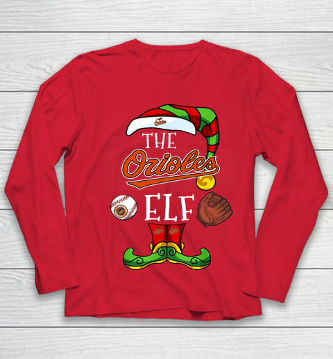 Baltimore Orioles Christmas ELF Funny MLB Youth Long Sleeve 8