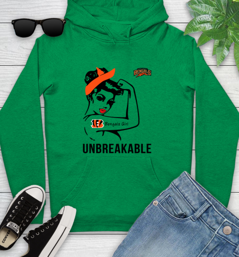 NFL Cincinnati Bengals Girl Unbreakable Football Sports Youth Hoodie 5