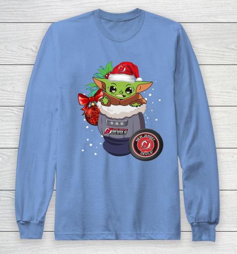New Jersey Devils Christmas Baby Yoda Star Wars Funny Happy NHL Long Sleeve T-Shirt 11