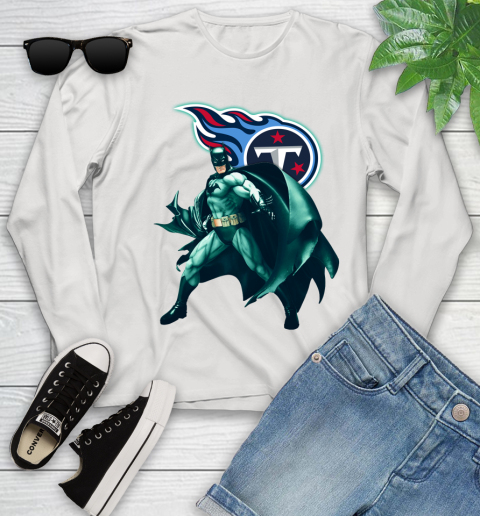 NFL Batman Football Sports Tennessee Titans Youth Long Sleeve