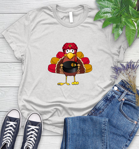 Chicago Blackhawks Turkey Thanksgiving Day Women's T-Shirt