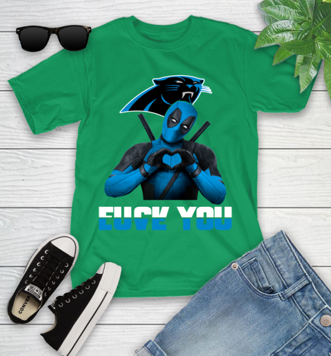 NHL Carolina Panthers Deadpool Love You Fuck You Football Sports Youth T-Shirt 8