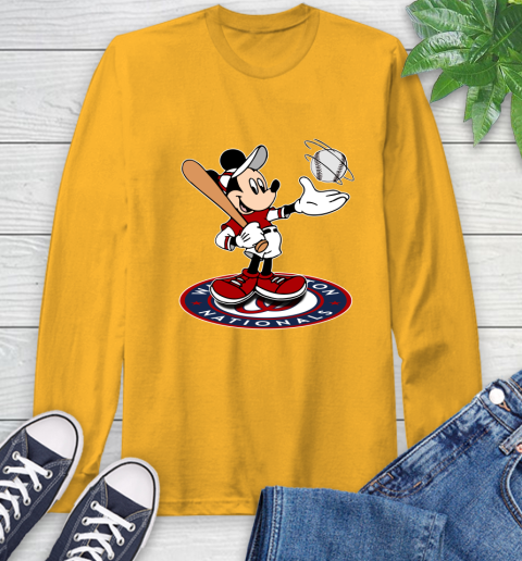 MLB Baseball Washington Nationals Cheerful Mickey Disney Shirt Long Sleeve T-Shirt 3
