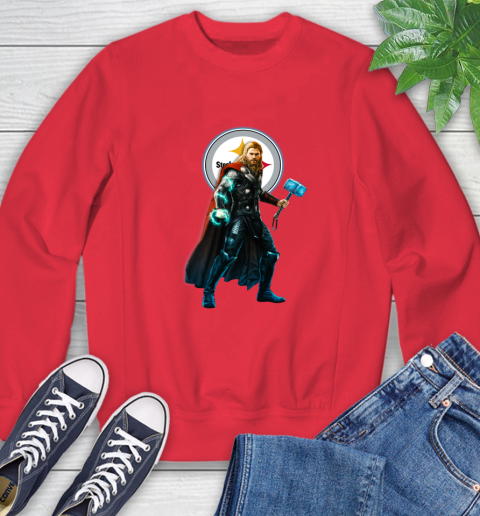 NFL Thor Avengers Endgame Football Pittsburgh Steelers Sweatshirt 10