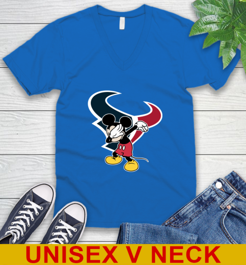 Houston Texans NFL Football Dabbing Mickey Disney Sports V-Neck T-Shirt 6