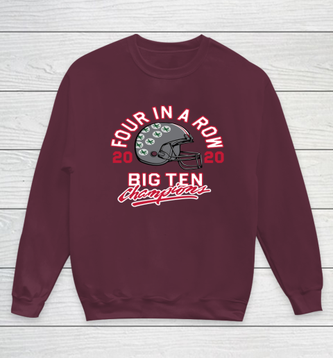 OSU 2020 Big Ten Champions 2020 Four In A Row Youth Sweatshirt 4