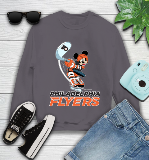 NHL Hockey Philadelphia Flyers Cheerful Mickey Mouse Shirt Youth Sweatshirt 6 NHL Hockey Philadelphia Flyers Cheerful Mickey Mouse Shirt Youth Sweatshirt - Image 6