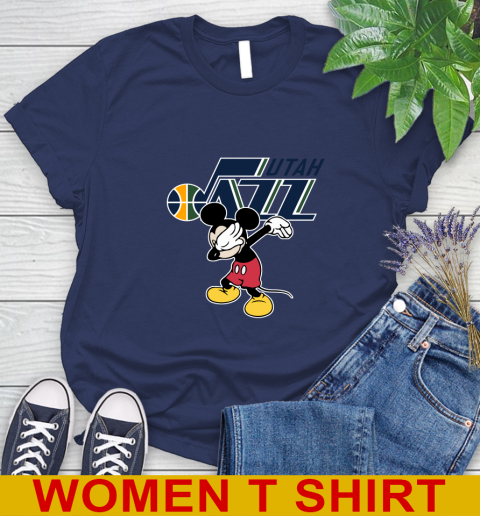 Utah Jazz NBA Basketball Dabbing Mickey Disney Sports Women's T-Shirt 12