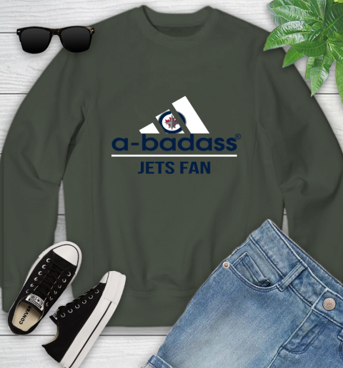 NHL A Badass Winnipeg Jets Fan Adidas Hockey Sports Youth Sweatshirt 9