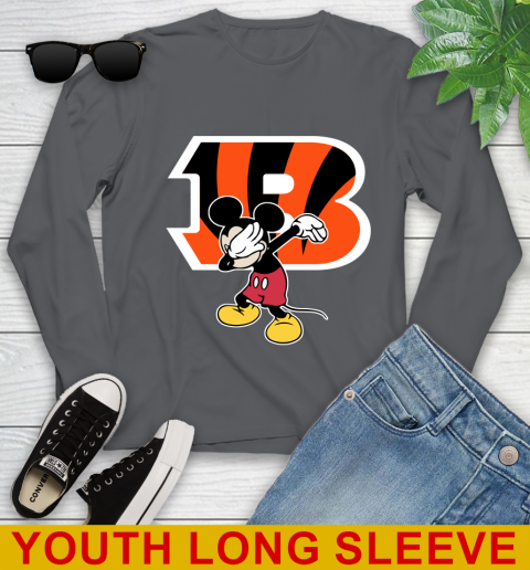 Cincinnati Bengals NFL Football Dabbing Mickey Disney Sports Youth Long Sleeve 9