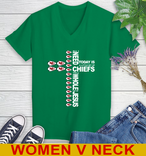 NFL All I Need Today Is A Little Bit Of Kansas City Chiefs Cross Shirt Women's V-Neck T-Shirt 5