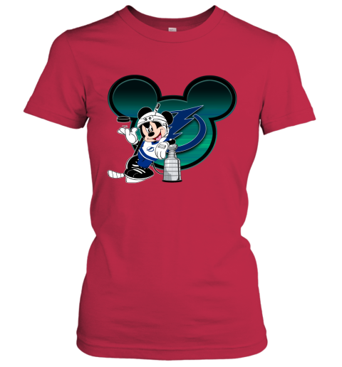 NHL Tampa Bay Lightning Stanley Cup Mickey Mouse Disney Hockey T Shirt V5OoUQQP6nK ladies t shirt 20 95 151514 front red