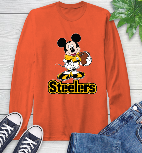 NFL Football Pittsburgh Steelers Cheerful Mickey Mouse Shirt Long Sleeve T-Shirt 5