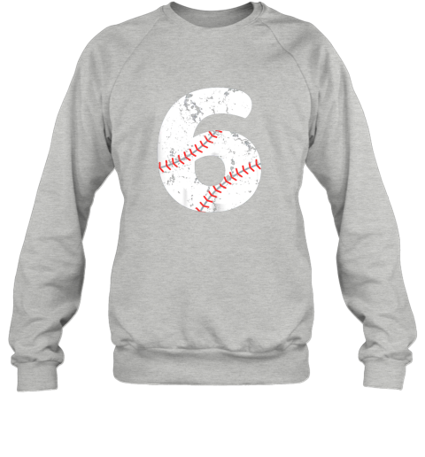 b78g number 6 baseball vintage distressed team sweatshirt 35 front sport grey