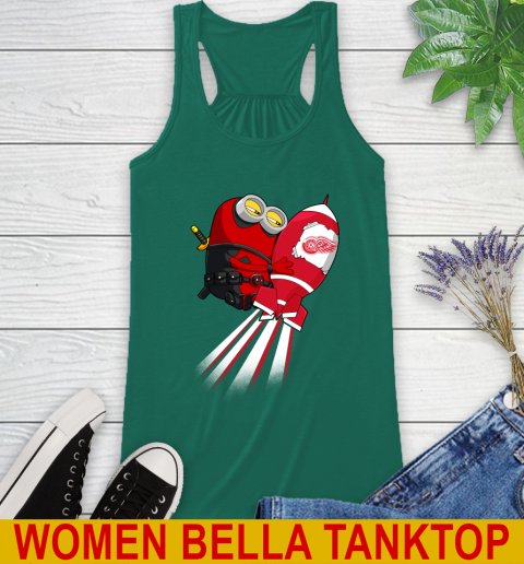 NHL Hockey Detroit Red Wings Deadpool Minion Marvel Shirt Racerback Tank 5