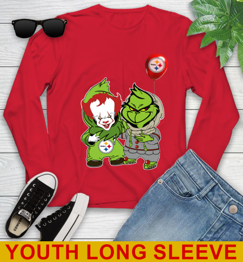 Pittsburgh Steelers Baby Pennywise Grinch Christmas NFL Football Youth Long Sleeve 11