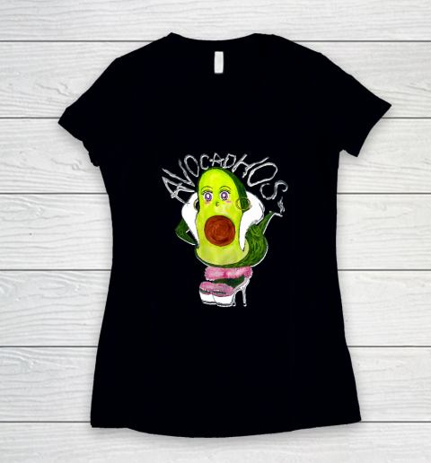 Avocado Woman Drawing Women's V-Neck T-Shirt