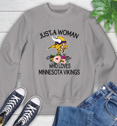 NFL Just A Woman Who Loves Minnesota Vikings Football Sports Sweatshirt 3