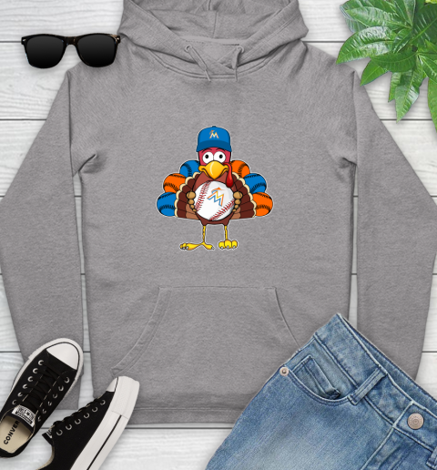Miami Marlins Turkey thanksgiving Youth Hoodie 6