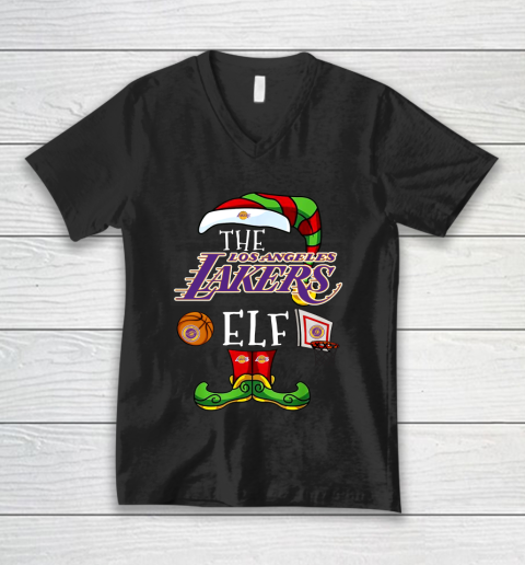 Los Angeles Lakers Christmas ELF Funny NBA V-Neck T-Shirt