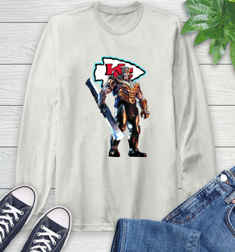 NFL Thanos Gauntlet Avengers Endgame Football Kansas City Chiefs Long Sleeve T-Shirt 12