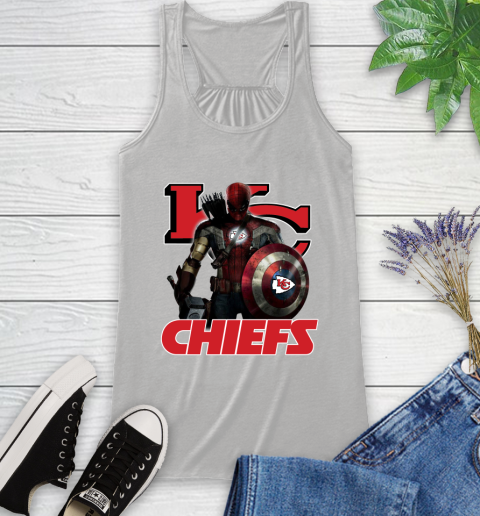 NFL Captain America Thor Spider Man Hawkeye Avengers Endgame Football Kansas City Chiefs Racerback Tank