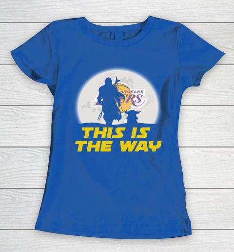 Los Angeles Lakers NBA Basketball Star Wars Yoda And Mandalorian This Is The Way Women's T-Shirt 8