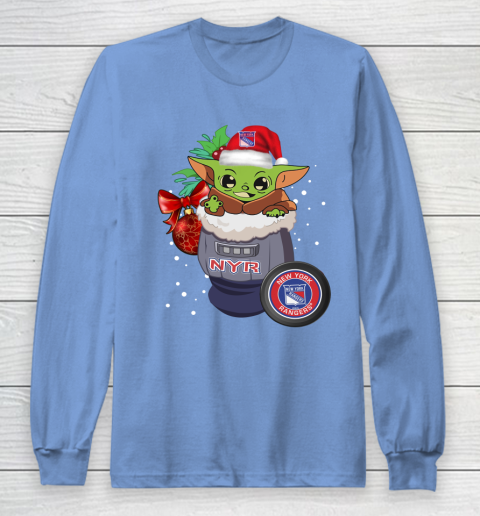New York Rangers Christmas Baby Yoda Star Wars Funny Happy NHL Long Sleeve T-Shirt 11